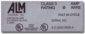 Aluminum UL approved palte with pressure sensitive adhesive.