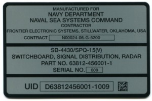 Metalphoto®  Aluminum Naval UID Plate with Adhesive Backing