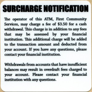 Black and white Polycarbonate ATM label, digitally printed