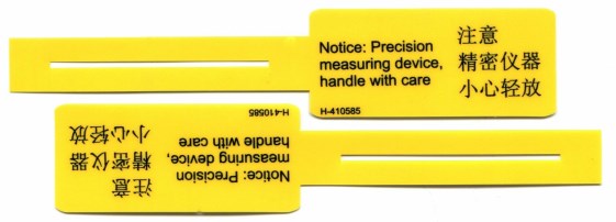 Yellow Polycarbonate Tag with Bi-Lingual Text